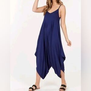 Harem Onesie Jumpsuit Cropped Navy Blue